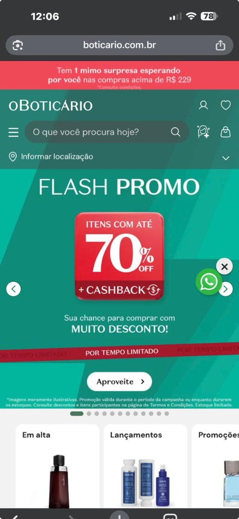 Site O Boticário no celular — perfumes, skincare e promoções
