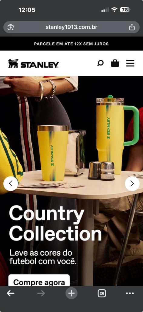 Site Stanley 1913 Brasil no celular — copos e linha outdoor