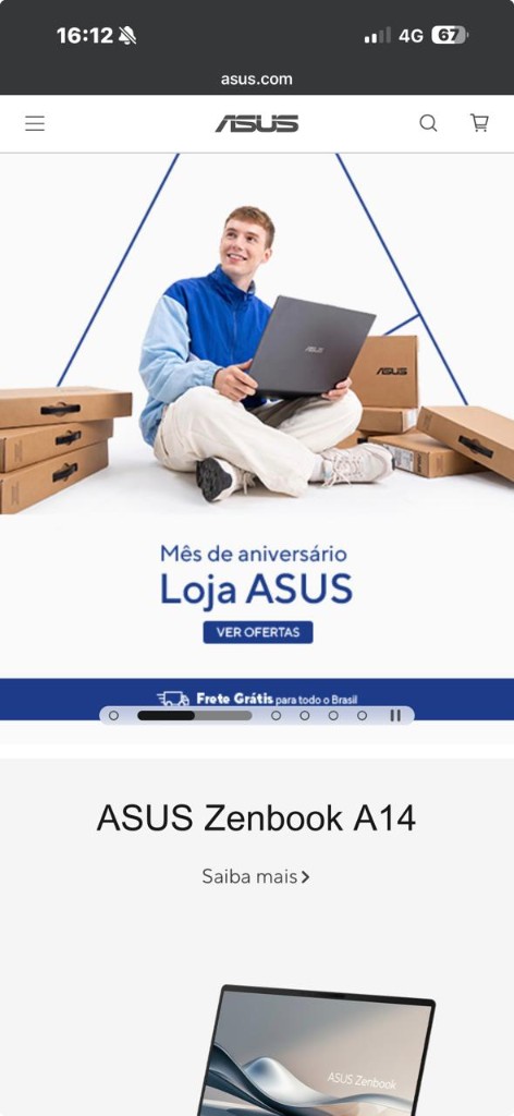 Site ASUS BR no celular — notebooks, ROG e ofertas oficiais