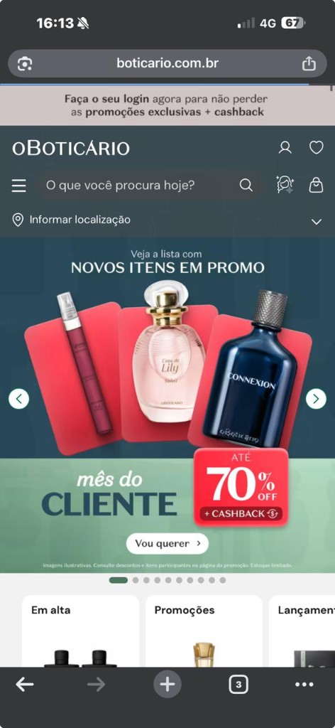 Site O Boticário no celular — perfumes, skincare e mês do cliente