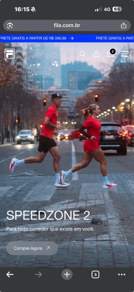 Site FILA no celular — tênis, running e moda esportiva