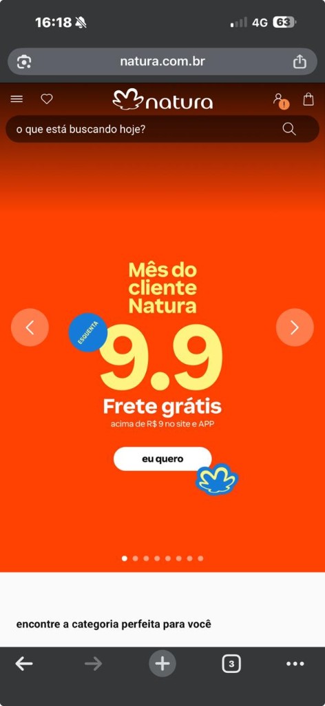 Site Natura no celular — cosméticos, perfumaria e campanhas