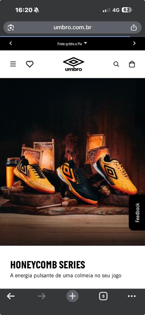 Site Umbro no celular — chuteiras, futebol e moda esportiva